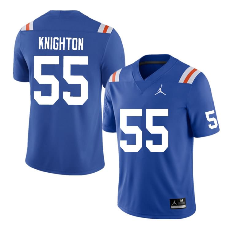 Men's NCAA Florida Gators Hayden Knighton #55 Stitched Authentic Nike Blue Throwback College Football Jersey GXF5465TJ